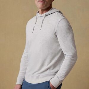 Faherty Sunwashed organic cotton slub pullover hoodie light gray heather L